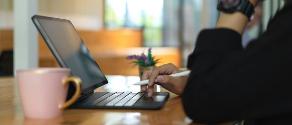 person using laptop