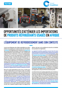 Opportunités D’Atténuer les Importations de Produits Réfrigérants Usagés en Afrique